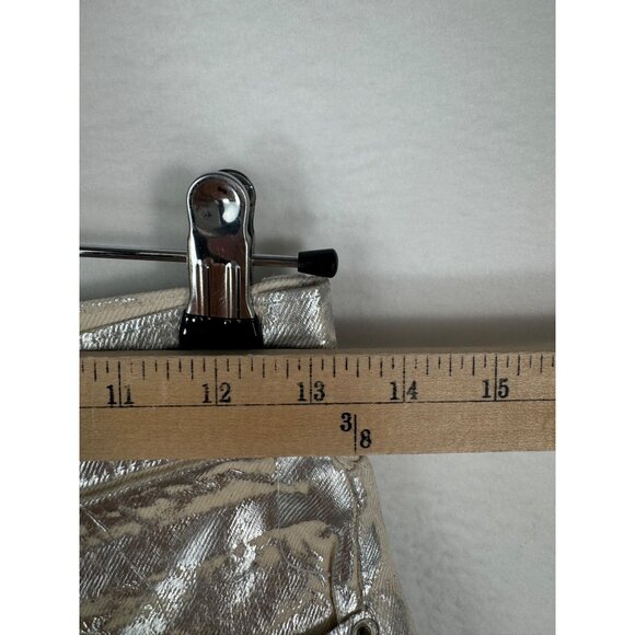 ZARA MID-RISE BOYFIT‎ Painted straight leg JEANS  Metallic Silver sz 4 - Picture 7 of 13